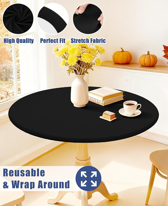 Round Spandex Tablecloth, Elastic Fitted Waterproof Tablecloths - Image 5