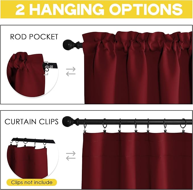 NICETOWN Christmas Red Valance 16 Inch Length - Image 3