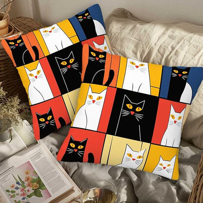 Abstract Cat Throw Pillow Cover 18x18 Set of 2 | Cushion Case - Image 3