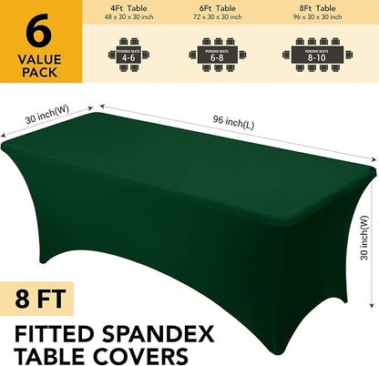 6-Pack Premium Hunter Green Spandex Tablecloths - Image 6