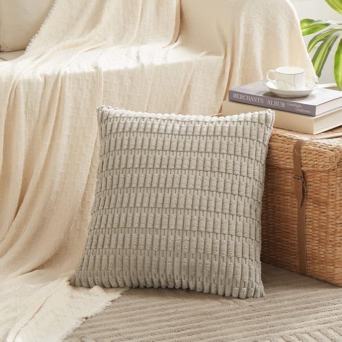 Fancy Homi 4 Packs Taupe Decorative Throw Pillow Covers 12x12 Inch - Image 2
