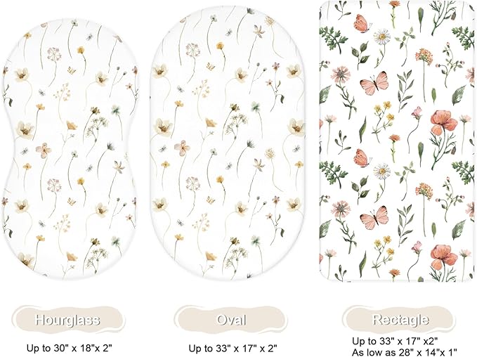 Bassinet Sheets for Baby Girls Boys 2 Pack, Fitted Baby Mattress Sheet for - Image 2