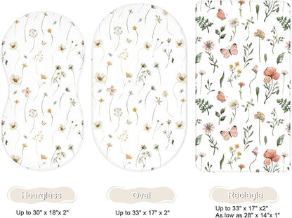 Bassinet Sheets for Baby Girls Boys 2 Pack, Fitted Baby Mattress Sheet for - Image 2