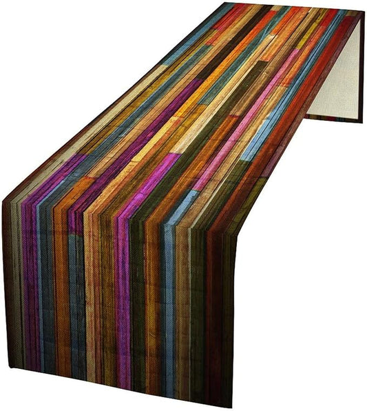Colorful Painted Wood Table Runner Plank Rustic Farmhouse Wooden Vintage Barn by ZhiRain