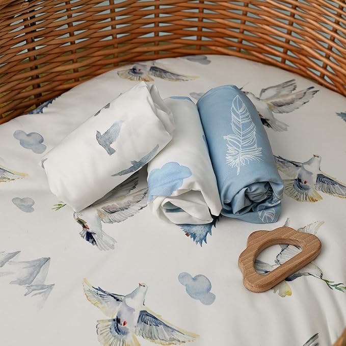 Gllquen Baby Bassinet Sheets 4 Pack, Breathable Cozy Fitted Mattress Sheet - Image 3