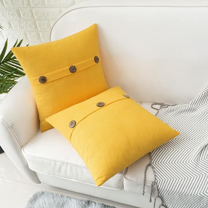 HWY 50 Yellow Chenille Throw Pillow Covers 20x20 Inch - Image 4