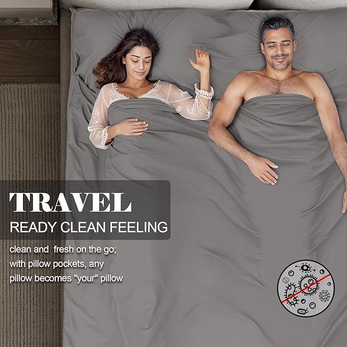 Sleeping Bag Liner, Travel Sheet & Adult Sleep Sack, Camping Sheets Travel - Image 4