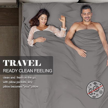 Sleeping Bag Liner, Travel Sheet & Adult Sleep Sack, Camping Sheets Travel - Image 4