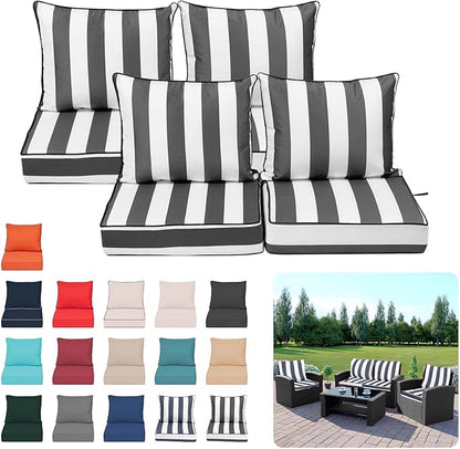 Deep Seat Outdoor Cushions Set of 4, UV&Fade Resistant Deep Seat Patio Cushions by Vulacko
