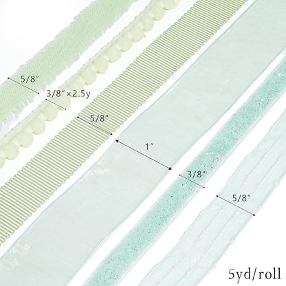 LaRibbons Green Ribbons for Crafts 6 Rolls Assorted Mint Green Ribbons for Gift - Image 7