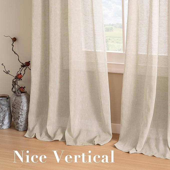 H.VERSAILTEX Linen Curtains Natural Linen Semi-Sheer Curtains 2 Panels Nickel - Image 7