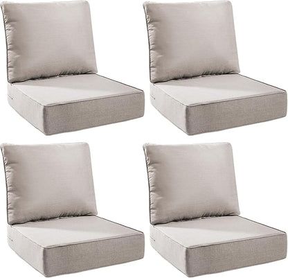 6" Thick Outdoor Cushions 24x24x6, 4-Set Deep Seat Patio Cushions by Pugire