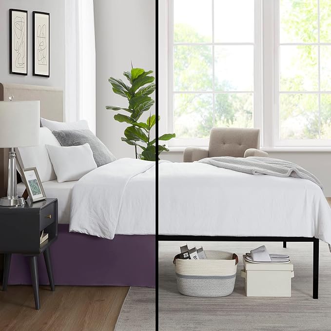 Nestl Dark Purple Twin Bed Skirt - Image 6