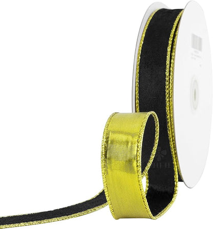 MEEDEE Black and Gold Velvet Ribbon - Image 8