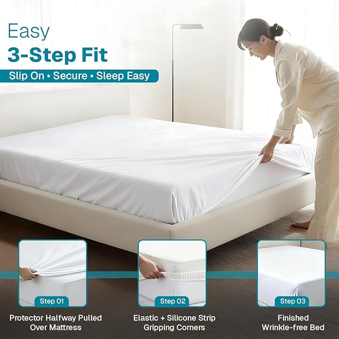 FABDREAMS Organic Waterproof Mattress Protector Queen Size|Queen Mattress - Image 4