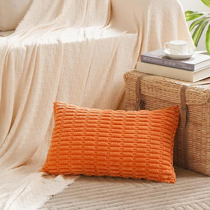 Fancy Homi 4 Packs Orange Fall Decorative Throw Pillow Covers 12x20 Inch - Image 2