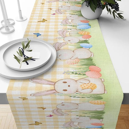 Easter Table Runner, Linen Floral Pattern, Pastel Pink, 13x72 Inch, Rustic Style - Image 5