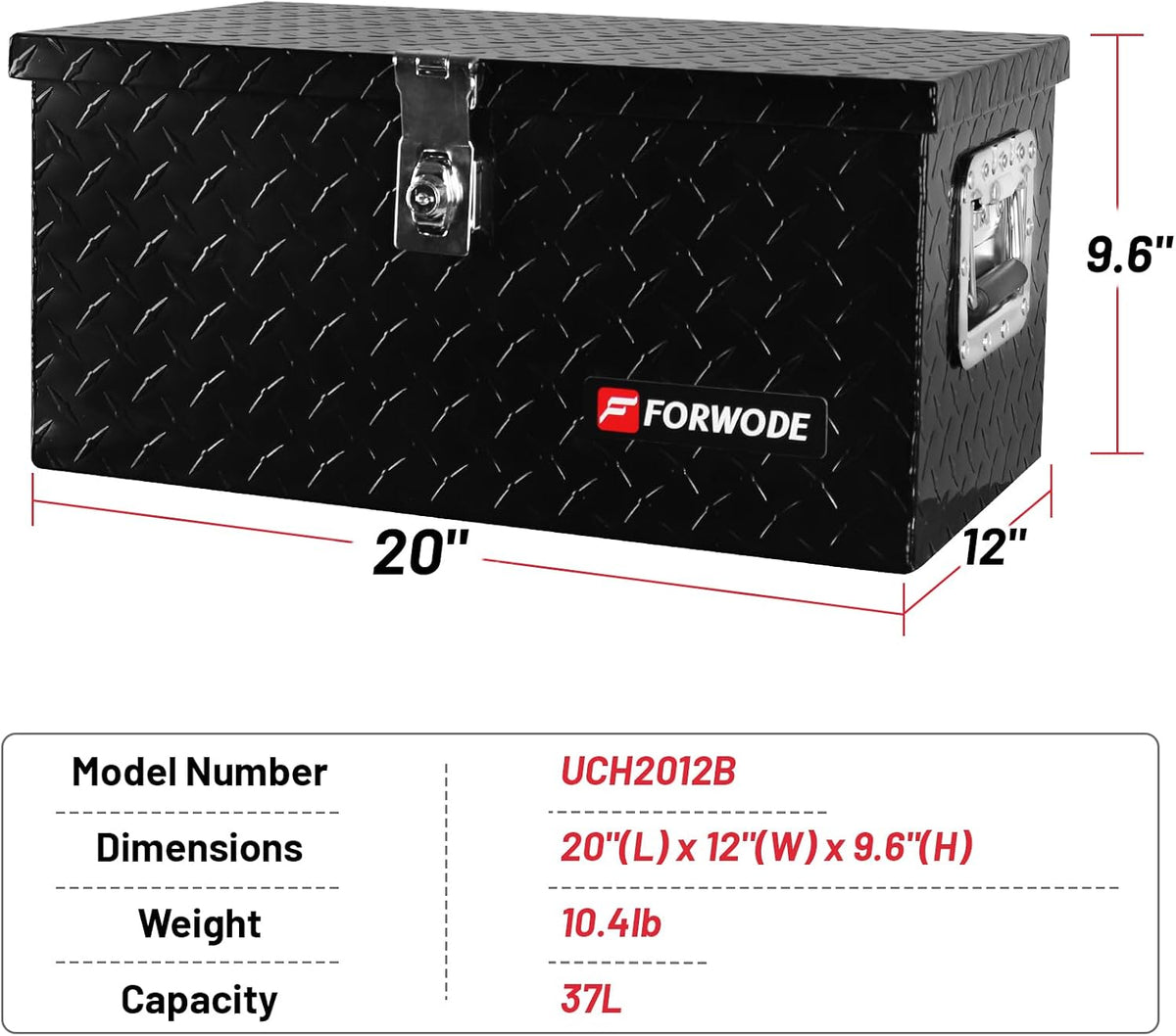 forwode 20 inch aluminum truck tool box lockable shown in use