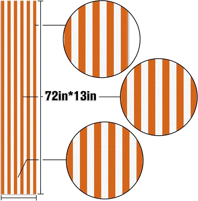 Orange and White Cabana Striped Table Runner Margarita Spritz Birthday Party - Image 3