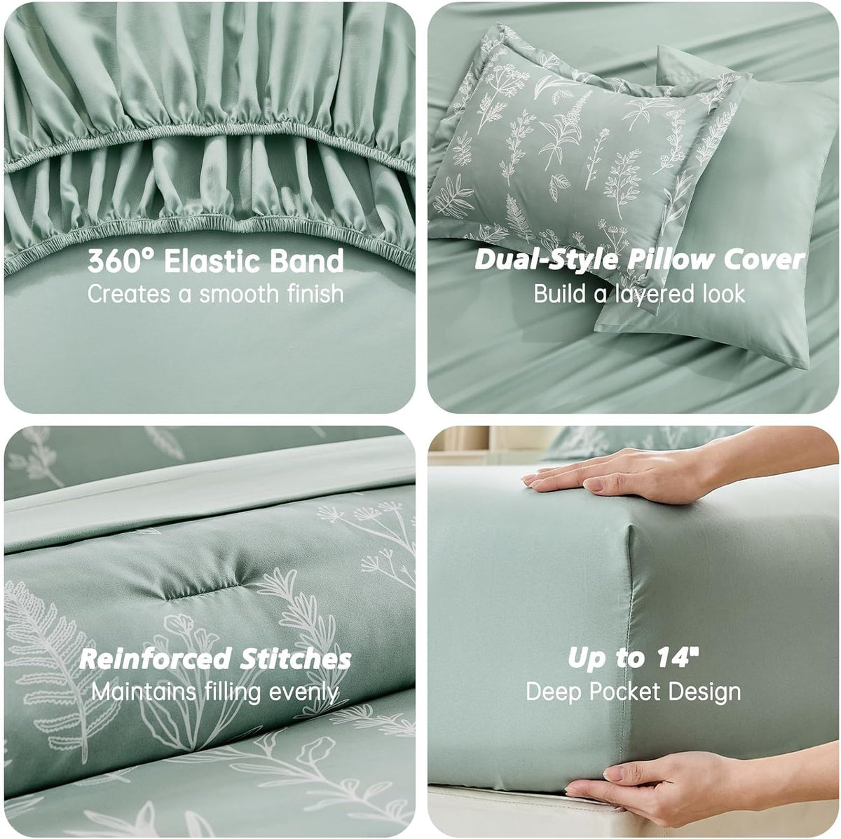 muxhomo full comforter set, 7-piece floral bed in, package contents