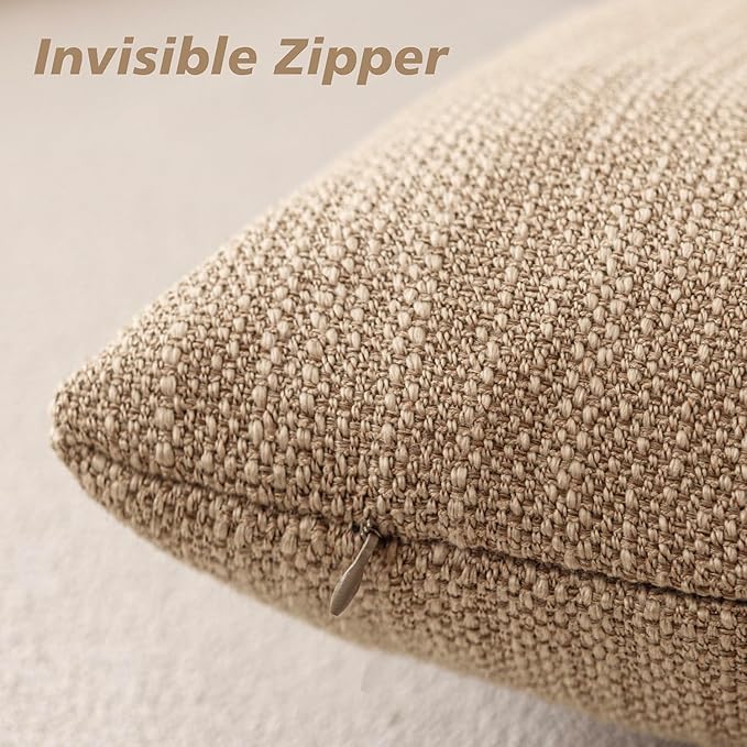 Foindtower Set of 2 Decorative Textured Burlap Linen Throw Pillow Covers - Image 2