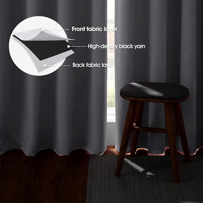 HOMEIDEAS Greyish White Blackout Curtains - Image 3