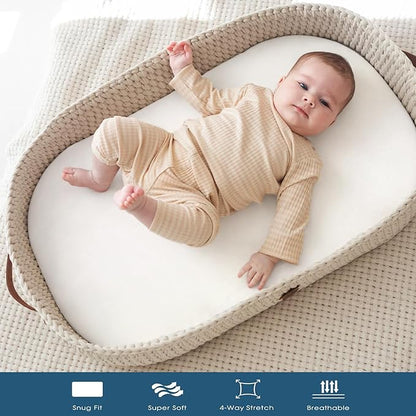 GRSSDER Stretchy Ultra Soft Fitted Bassinet Sheet 2 Pack, Universal Fit - Image 3