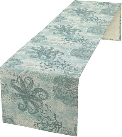 Coastal Sea Shell Starfish Table Runner Summer Ocean Beach Table Runner by Unknown