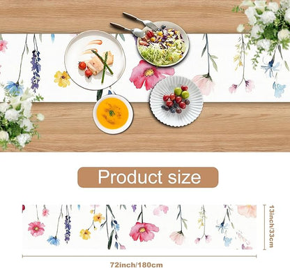 Elegant Watercolor Floral Table Runner – 13x72 Inch Soft Cotton Fabric - Image 3