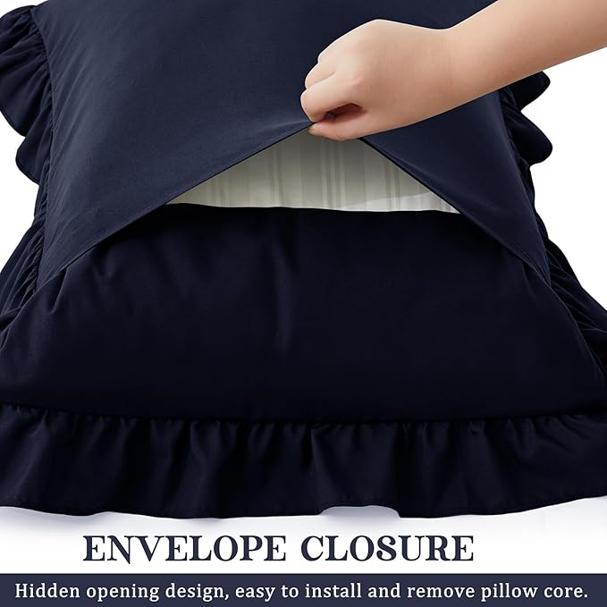 KKJIAF Ruffle Pillow Cases King Size Set of 2, Ruffled Pillow Covers - Image 5