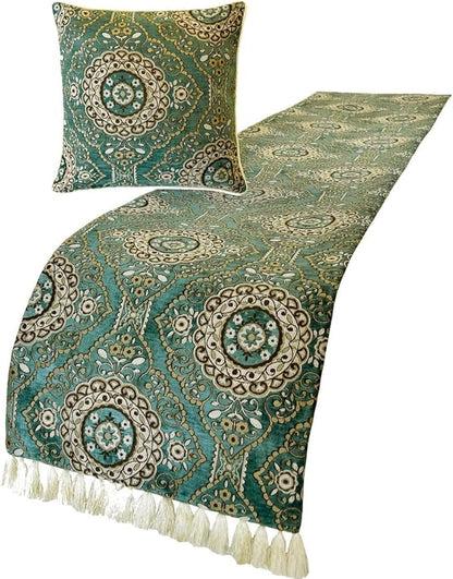 The HomeCentric King/Queen/Twin Teal Decorative King 90"x18" Bed Runner - Image 4