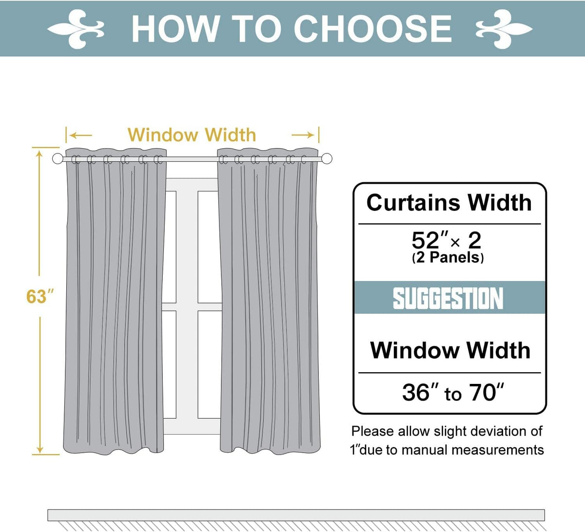 chrisdowa blackout curtains for bedroom and living room showing dimensions