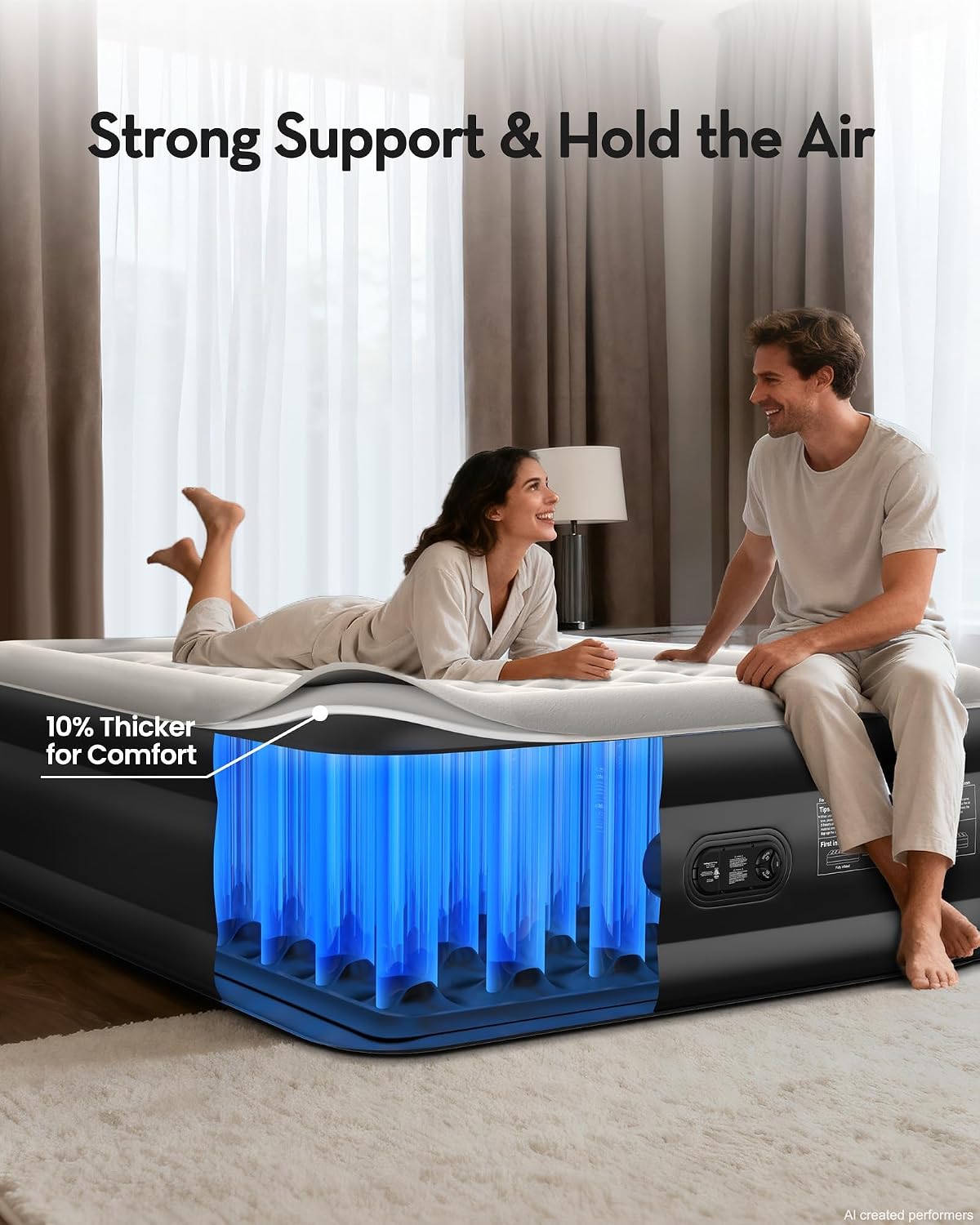 ohgeni 20" raised california king air mattress with, close-up detail