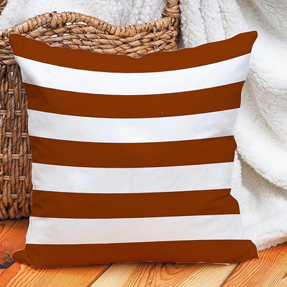 Leaveland Burnt Orange and White Stripe Set of 2 18x18 Inch Throw Pillow Cover - Image 8