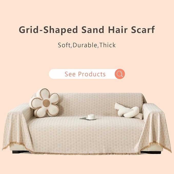 Coffee Couch Cover Blanket Cute Geometrical Jacquard Washable Sofa Cover - Image 2