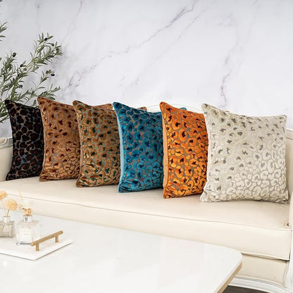Alerfa Orange Floral Throw Pillow Cover 18 x 18 Inch Cut Velvet Sqaure Luxury - Image 7