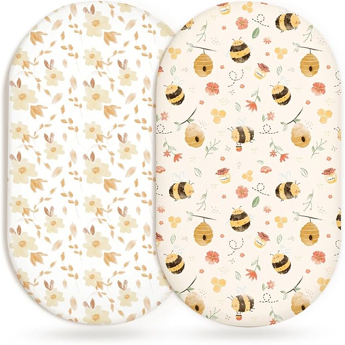 Bassinet Sheets for Baby Girls Boys 2 Pack, Fitted Baby Mattress Sheet for by Home