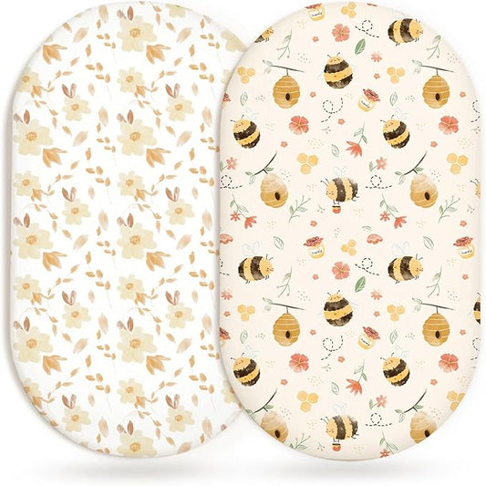 Bassinet Sheets for Baby Girls Boys 2 Pack, Fitted Baby Mattress Sheet for by Home