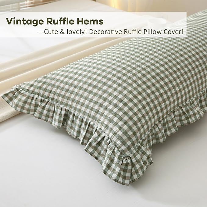 Sage Green White Plaid Gingham Body Pillow Cover - Image 5