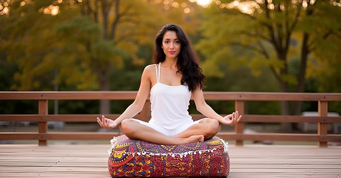 CRAFT KALA Large Hippie Mandala Meditation Floor Ottoman Pillow Cushion Pouf - Image 2
