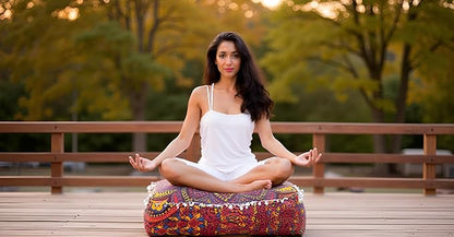 CRAFT KALA Large Hippie Mandala Meditation Floor Ottoman Pillow Cushion Pouf - Image 2