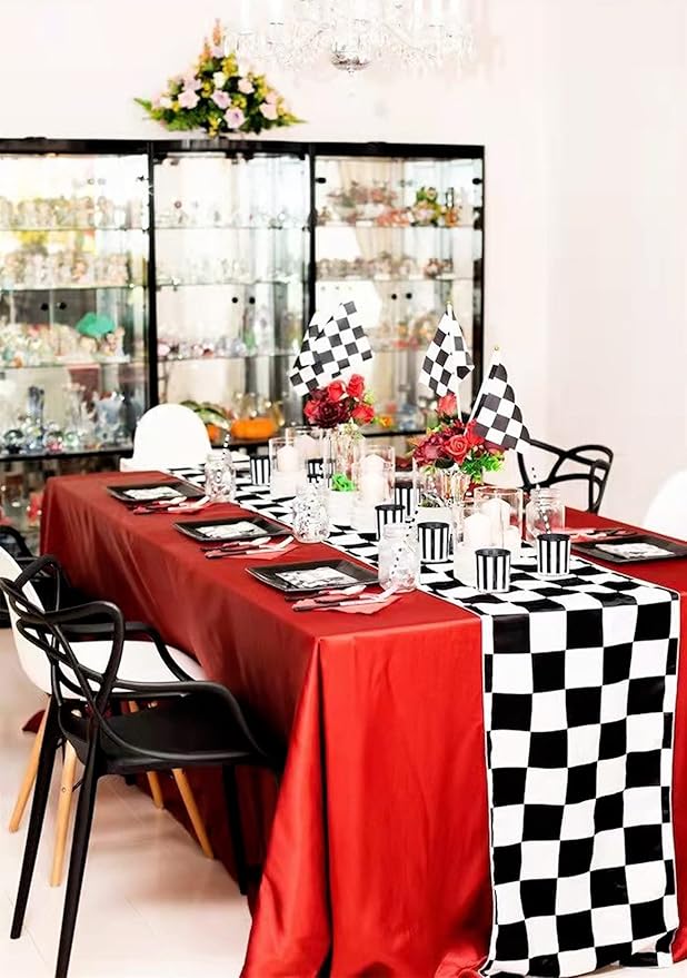 10 Pack Checkered Table Runner Polyester Table Decor Classic Black and White - Image 8