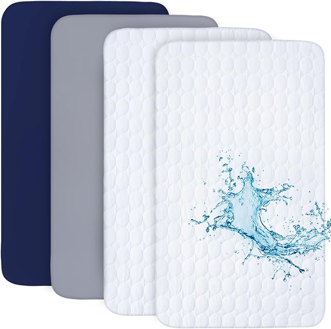 Crib Sheets and Waterproof Crib Mattress Protector 4 Pack Set, Waterproof Crib by Bilobanbabybedding