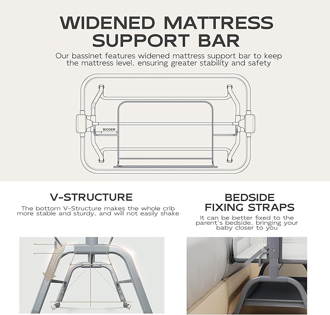 BabyBond Baby Bassinet, 3 in 1 Bassinet Bedside Sleeper - Image 7