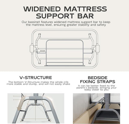 BabyBond Baby Bassinet, 3 in 1 Bassinet Bedside Sleeper - Image 7