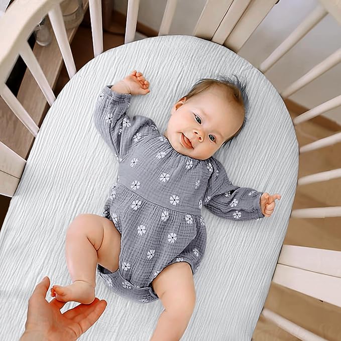 lulumoon Baby Muslin Bassinet Sheets: Cotton Bassinet Sheets Neutral - Image 6