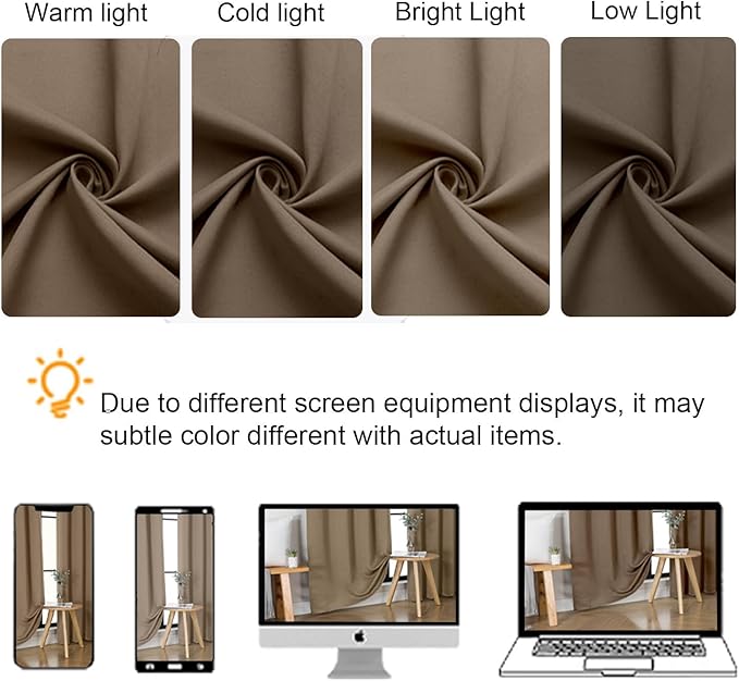 Gwine Brown Blackout Curtains 30 Inch Length, Short Kitchen Curtains - Image 6