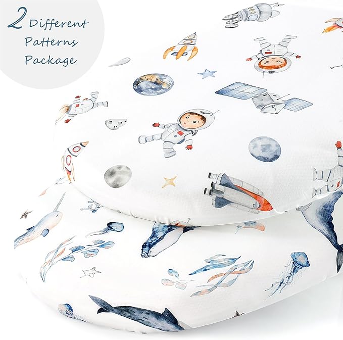 GRSSDER Stretchy Ultra Soft Fitted Bassinet Sheet Set 2 Pack, Universal Fit - Image 2