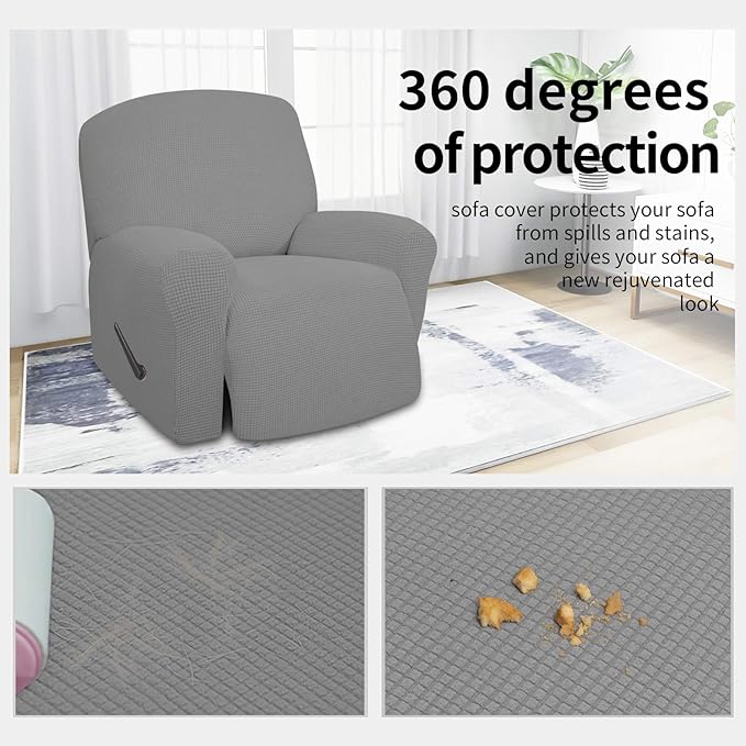 Easy-Going 4 Pieces Oversized Recliner Stretch Sofa Slipcover Sofa Cover - Image 3