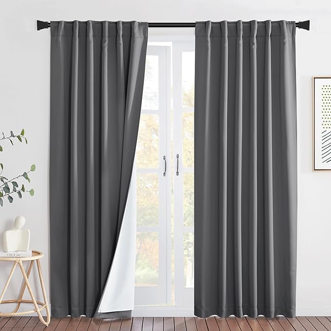 NICETOWN Grey Filter Mountain Fires, Sandstorms, Smog Curtain Panels, 100% - Image 2